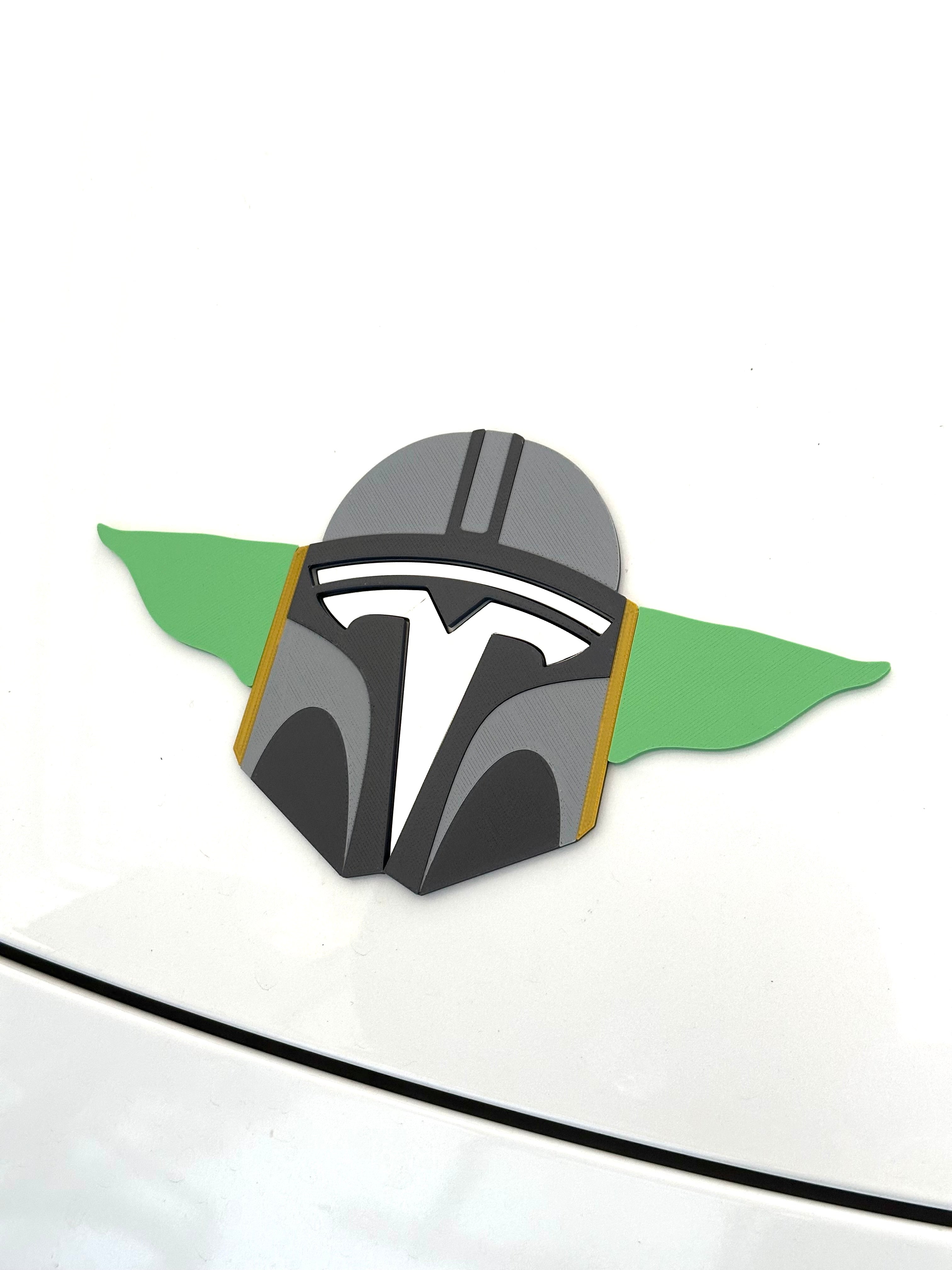 Custom Helmet Boba Overlay for Tesla Emblem