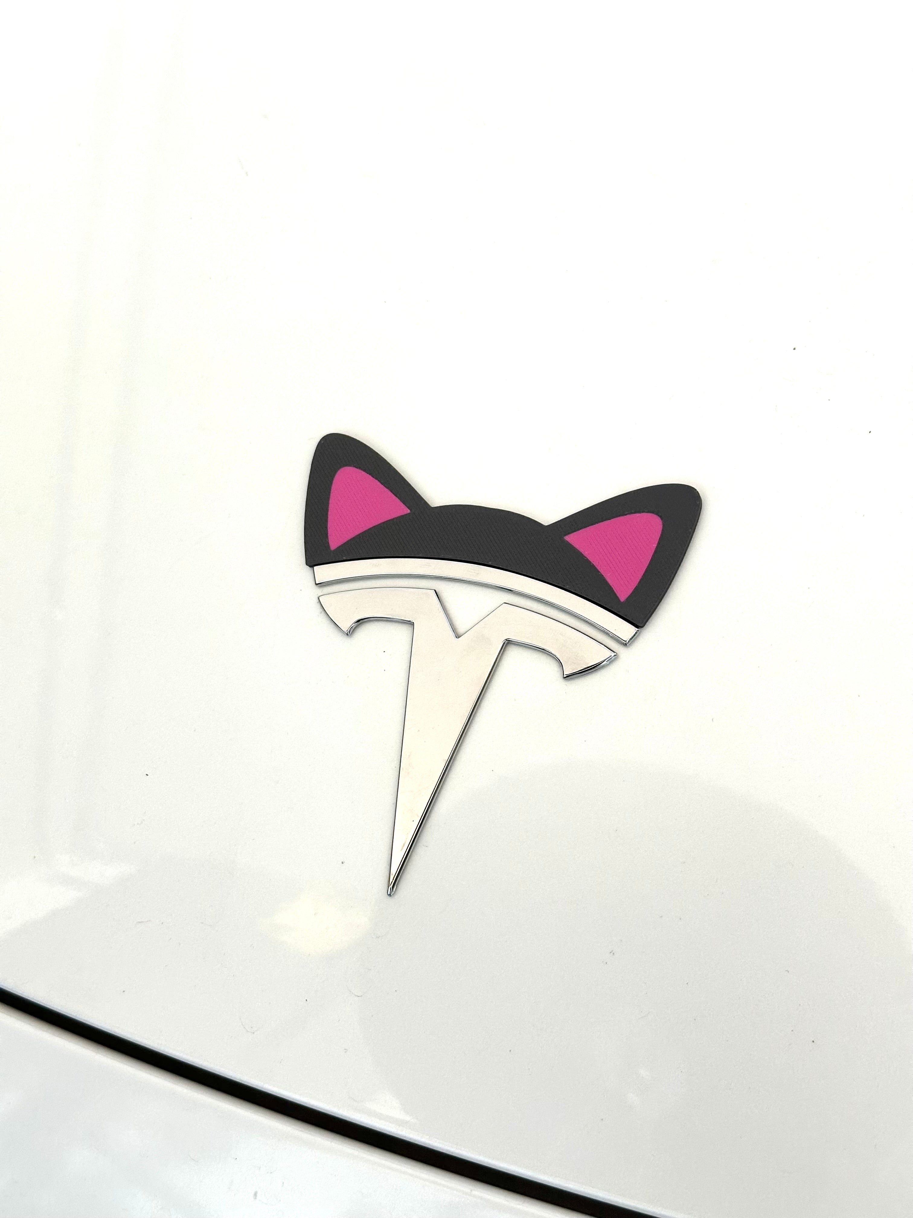 Cat Ears Overlay for Tesla Emblem, Reusable!