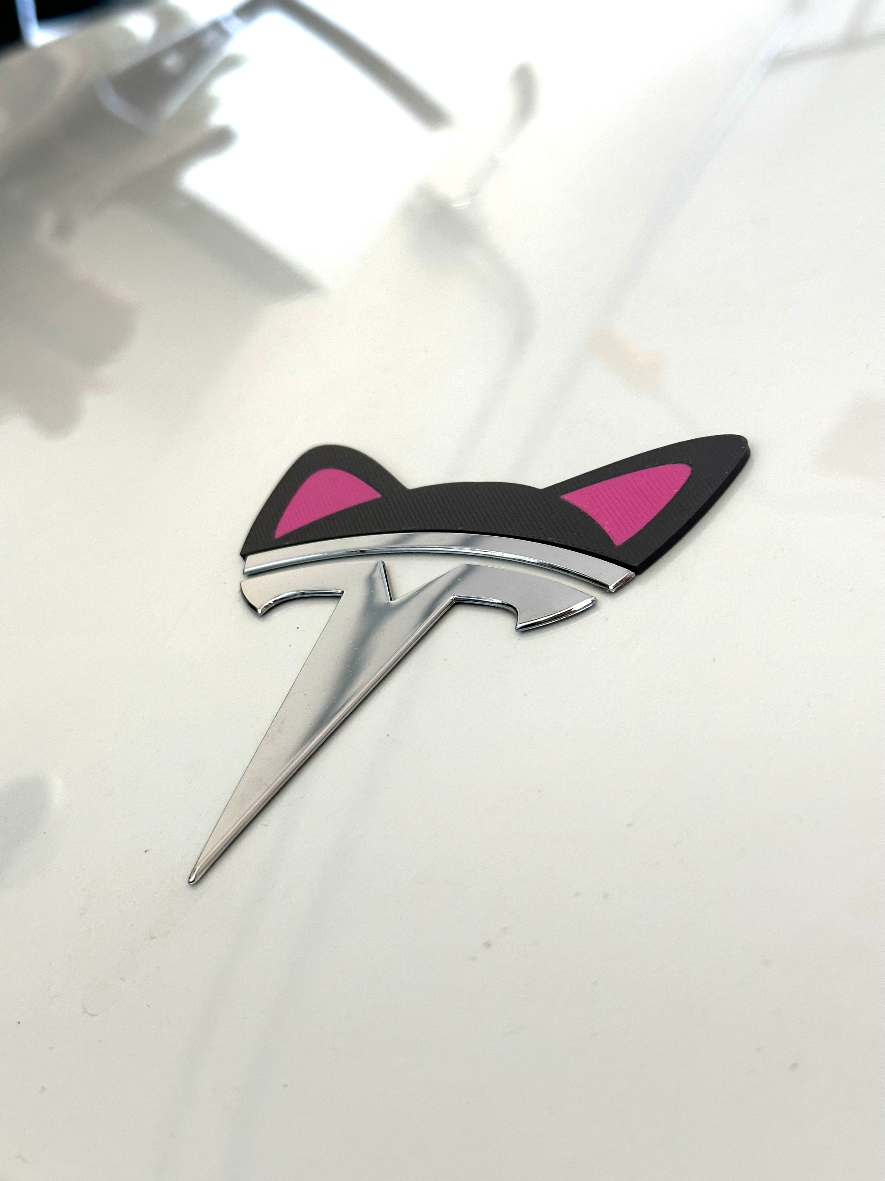 Cat Ears Overlay for Tesla Emblem, Reusable!