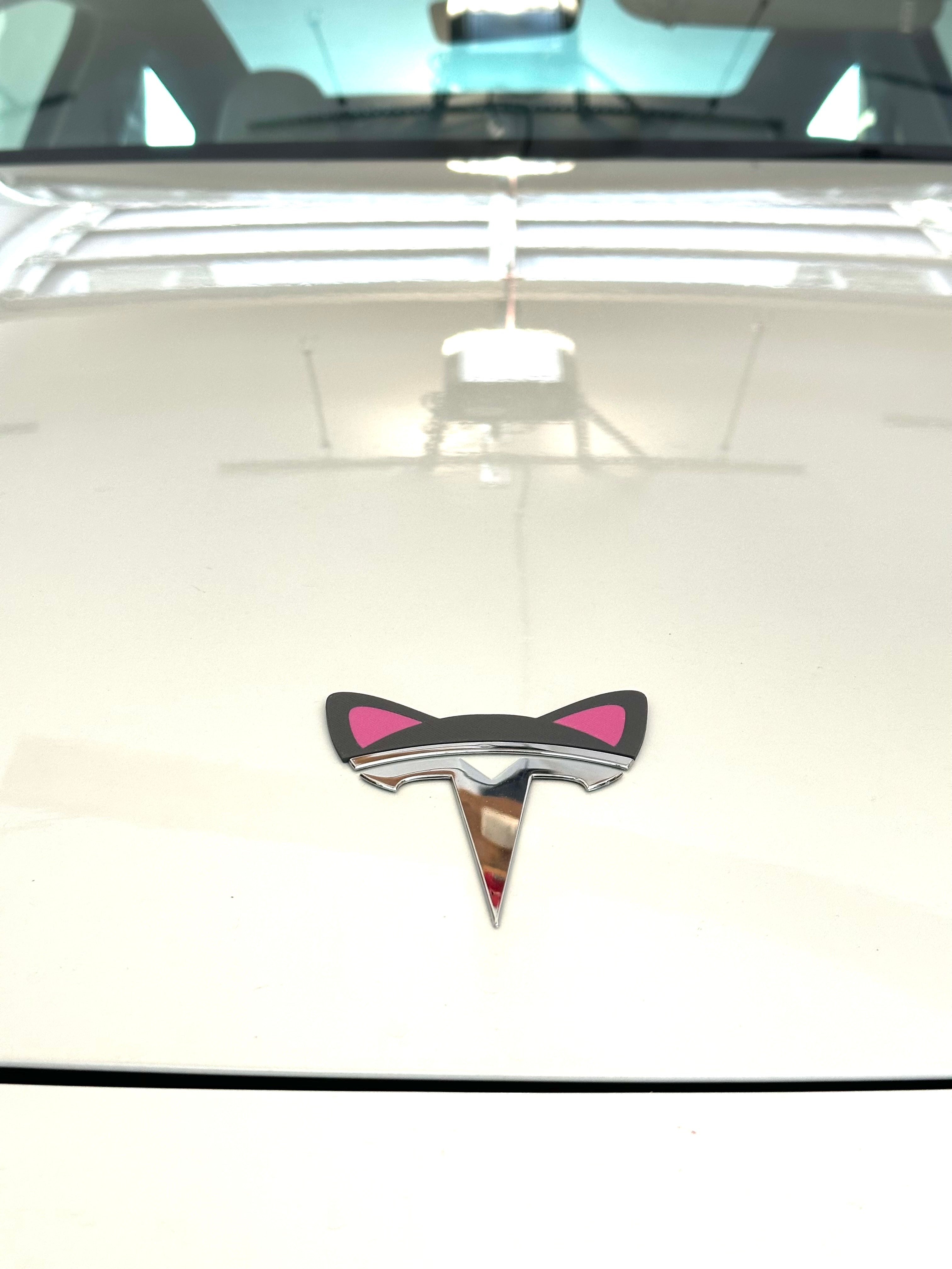 Cat Ears Overlay for Tesla Emblem, Reusable!