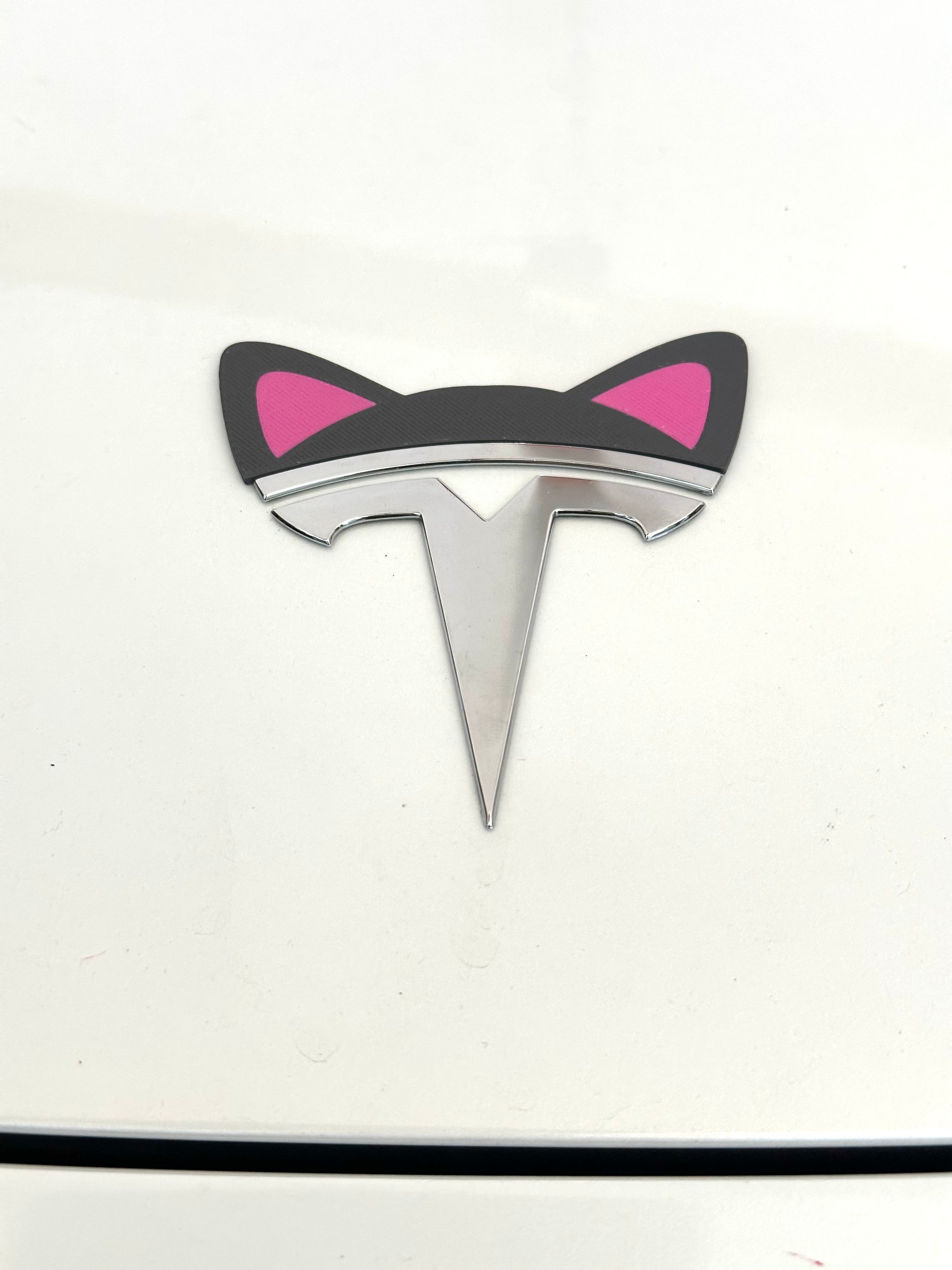 Cat Ears Overlay for Tesla Emblem, Reusable!