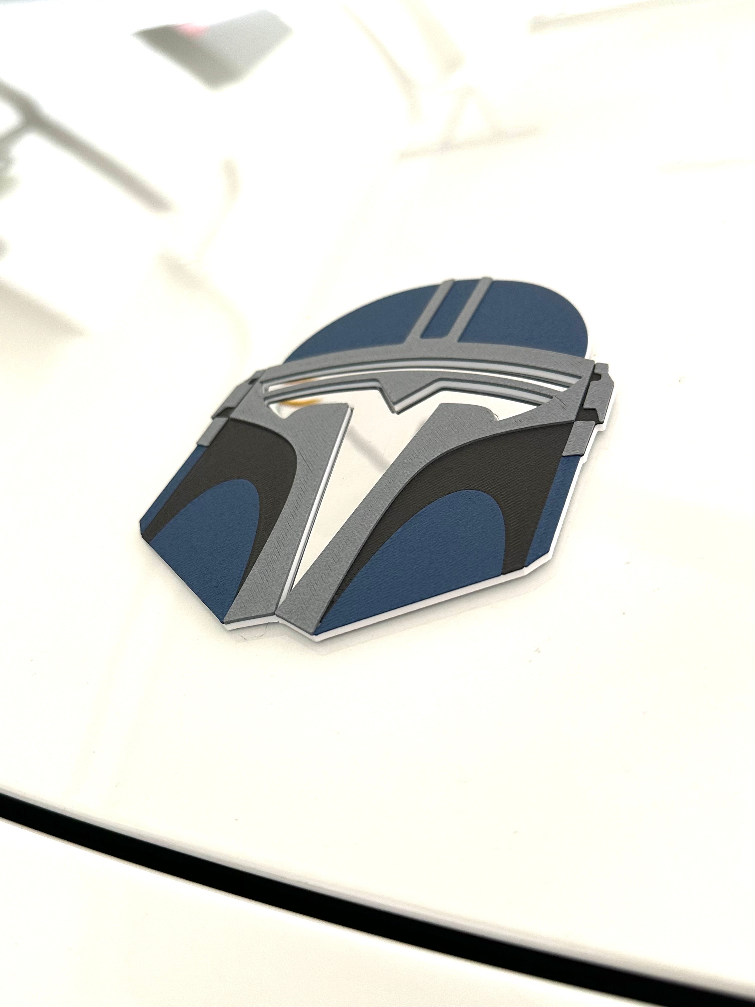 Custom Helmet Boba Overlay for Tesla Emblem