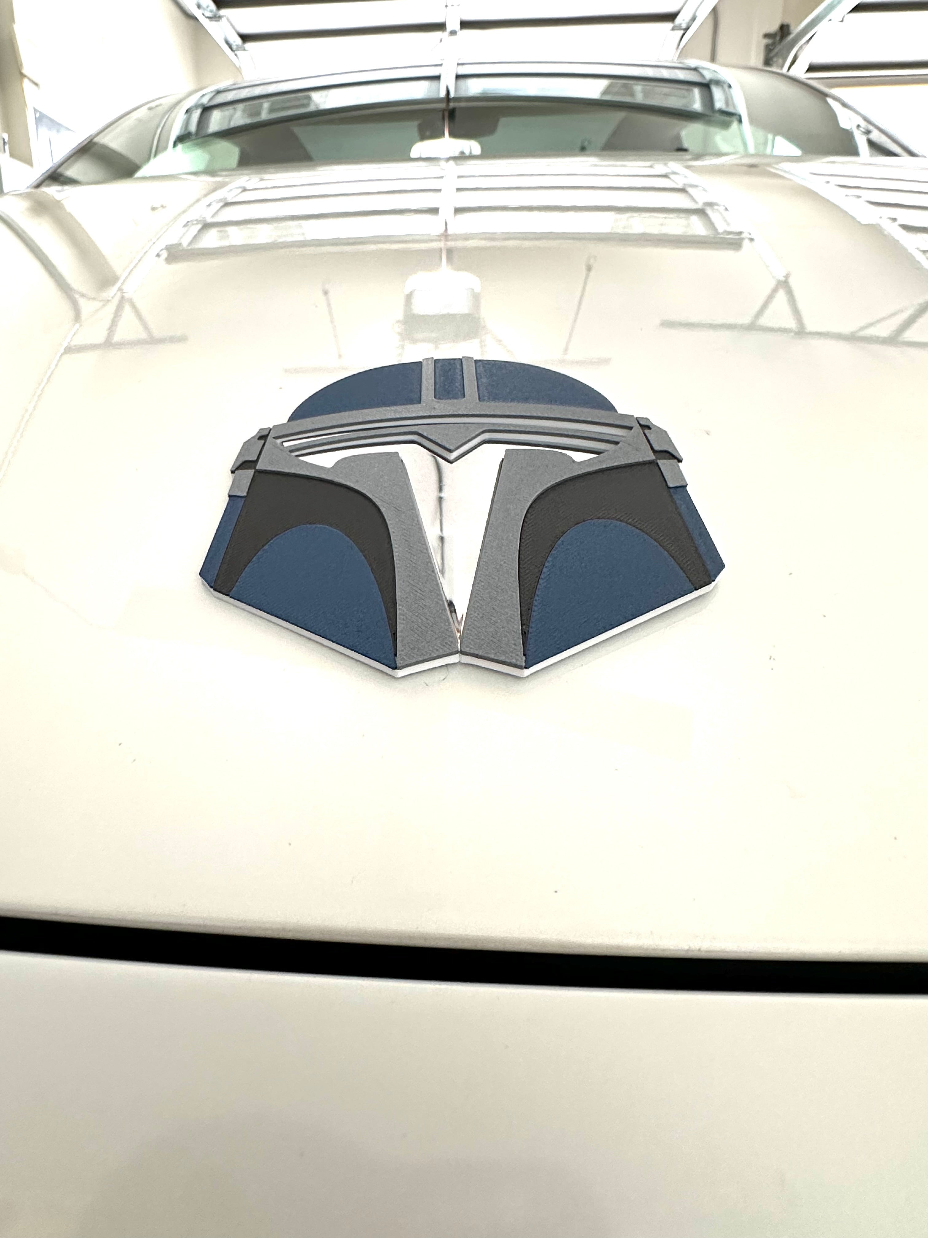 Custom Helmet Boba Overlay for Tesla Emblem