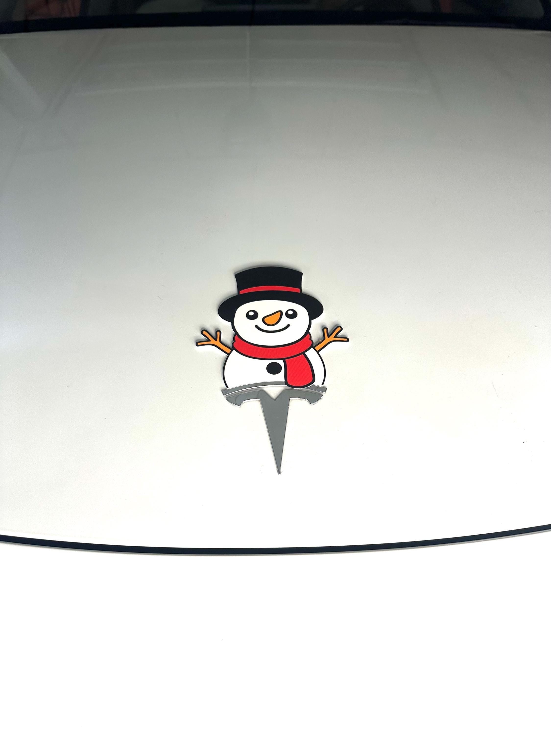Snowman Overlay for Tesla Emblem, Reusable!!