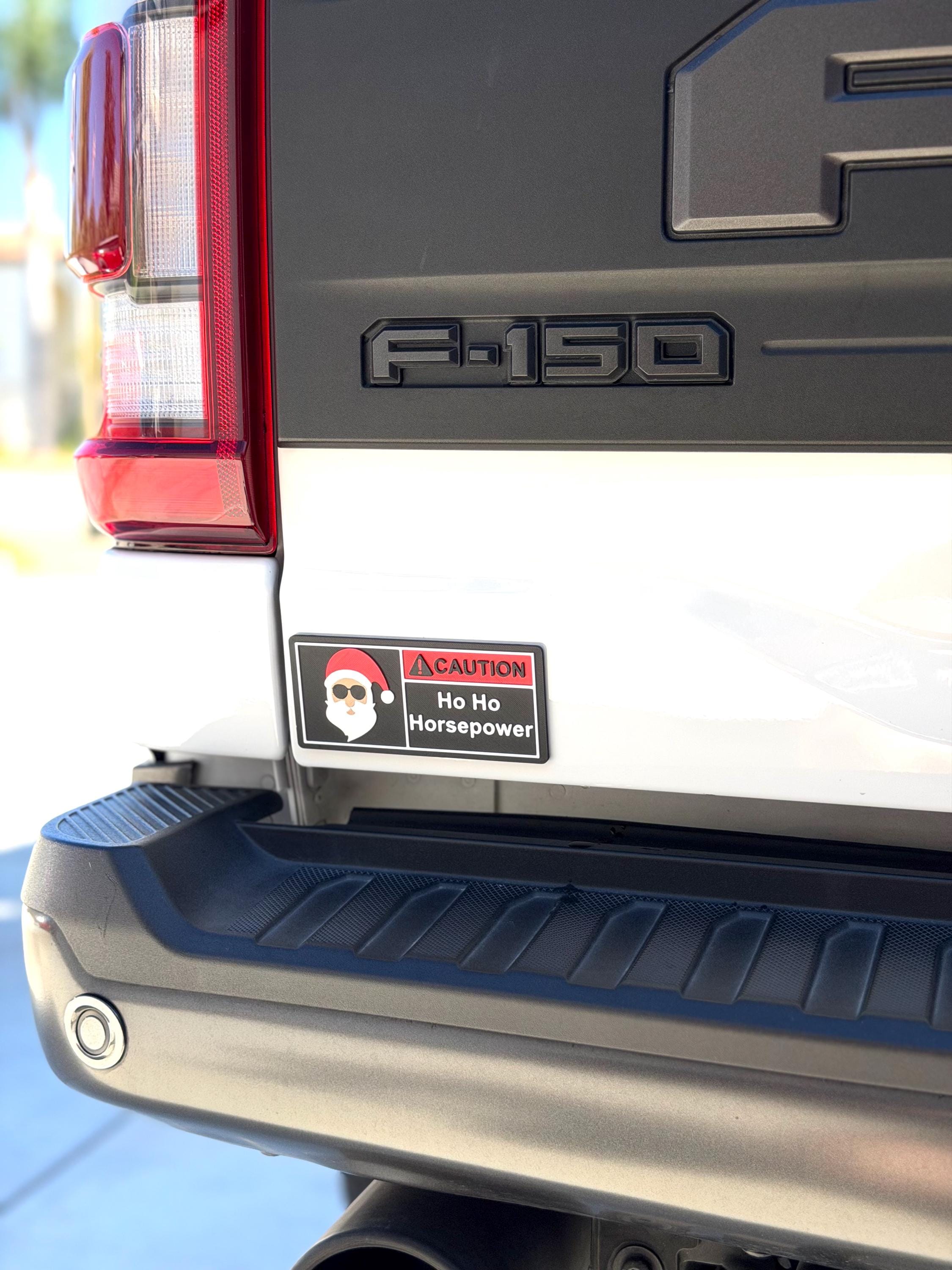 Christmas Warning Label, Reusable Emblem! Ho Ho Horsepower