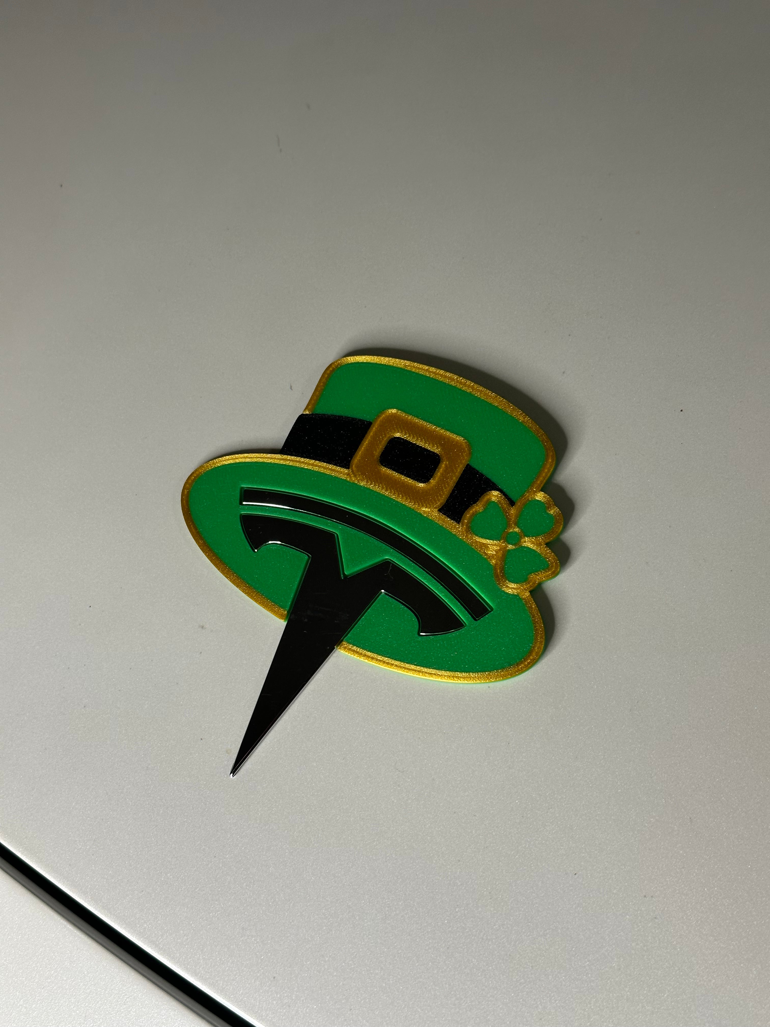 Leprechaun Hat Overlay for Tesla Emblem, Reusable!