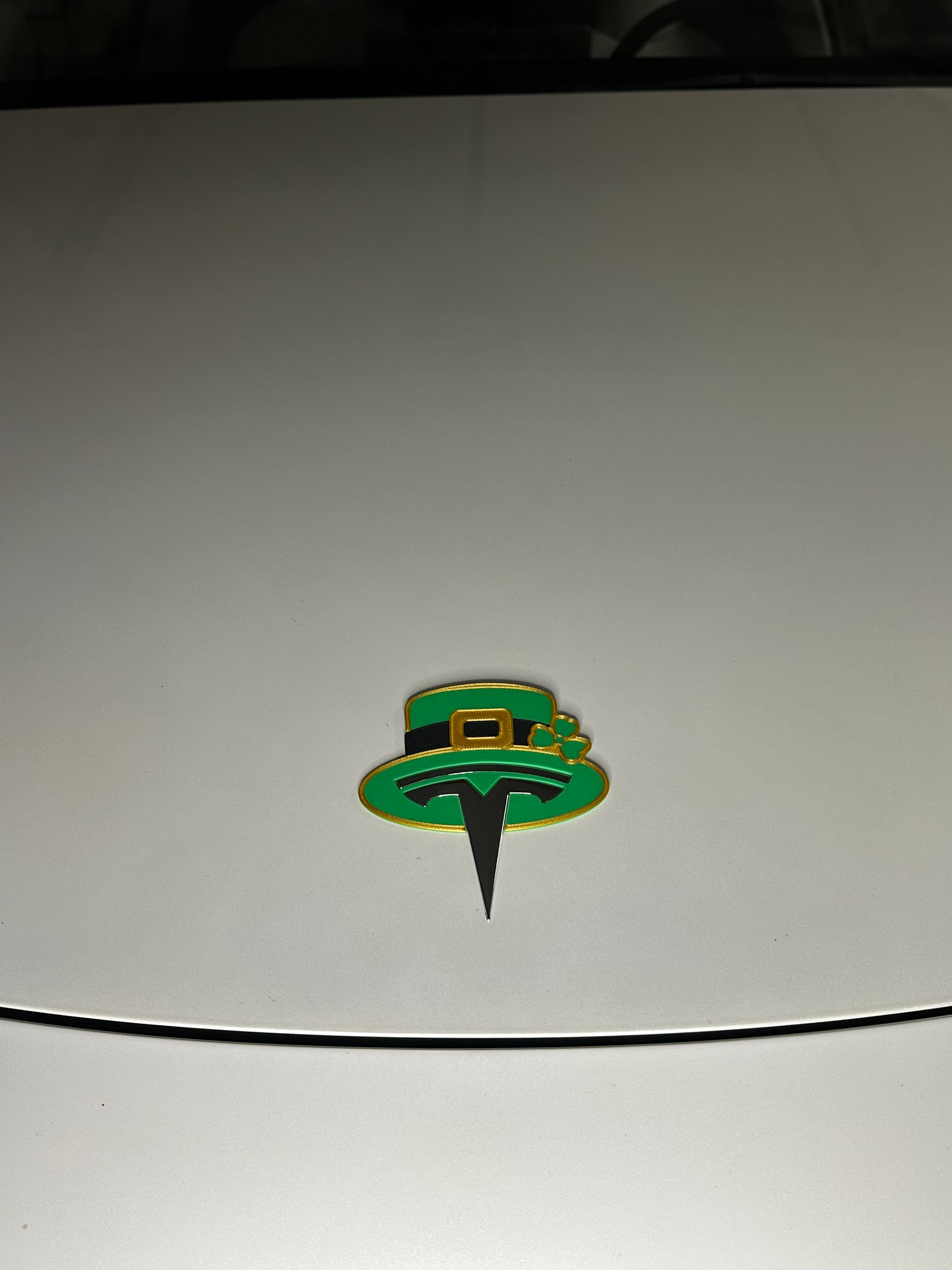 Leprechaun Hat Overlay for Tesla Emblem, Reusable!