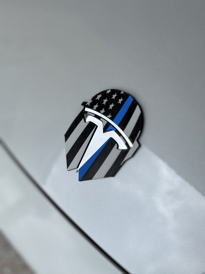 Thin Red/Blue Line Helmet Overlay for Tesla 3 & Y Emblem