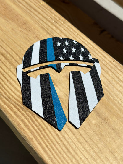 Thin Red/Blue Line Helmet Overlay for Tesla 3 & Y Emblem