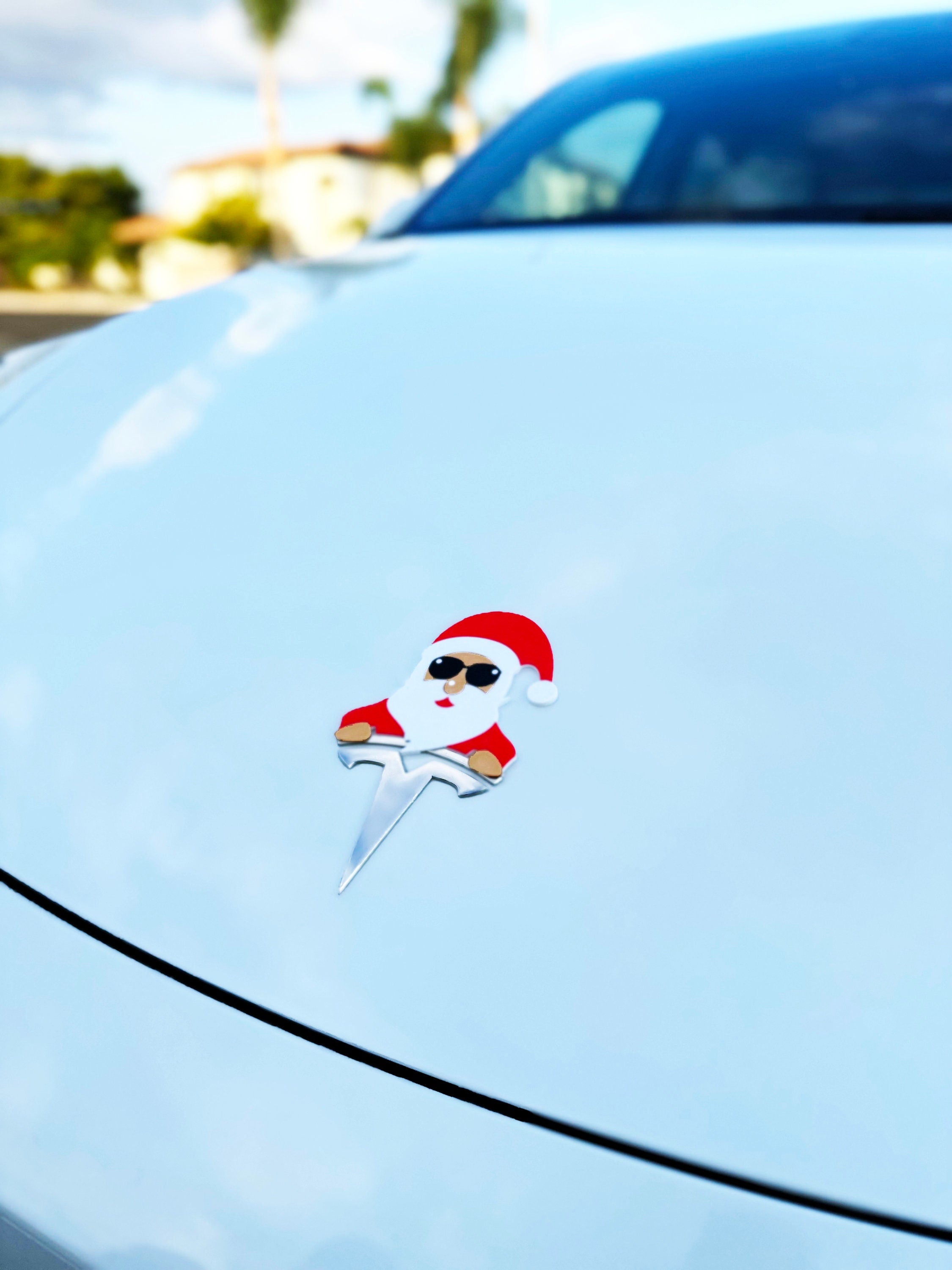 Santa Overlay for Tesla Emblem, Reusable!