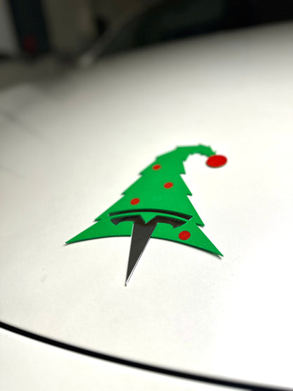 Crooked Christmas Tree Overlay for Tesla Emblem, Reusable!!