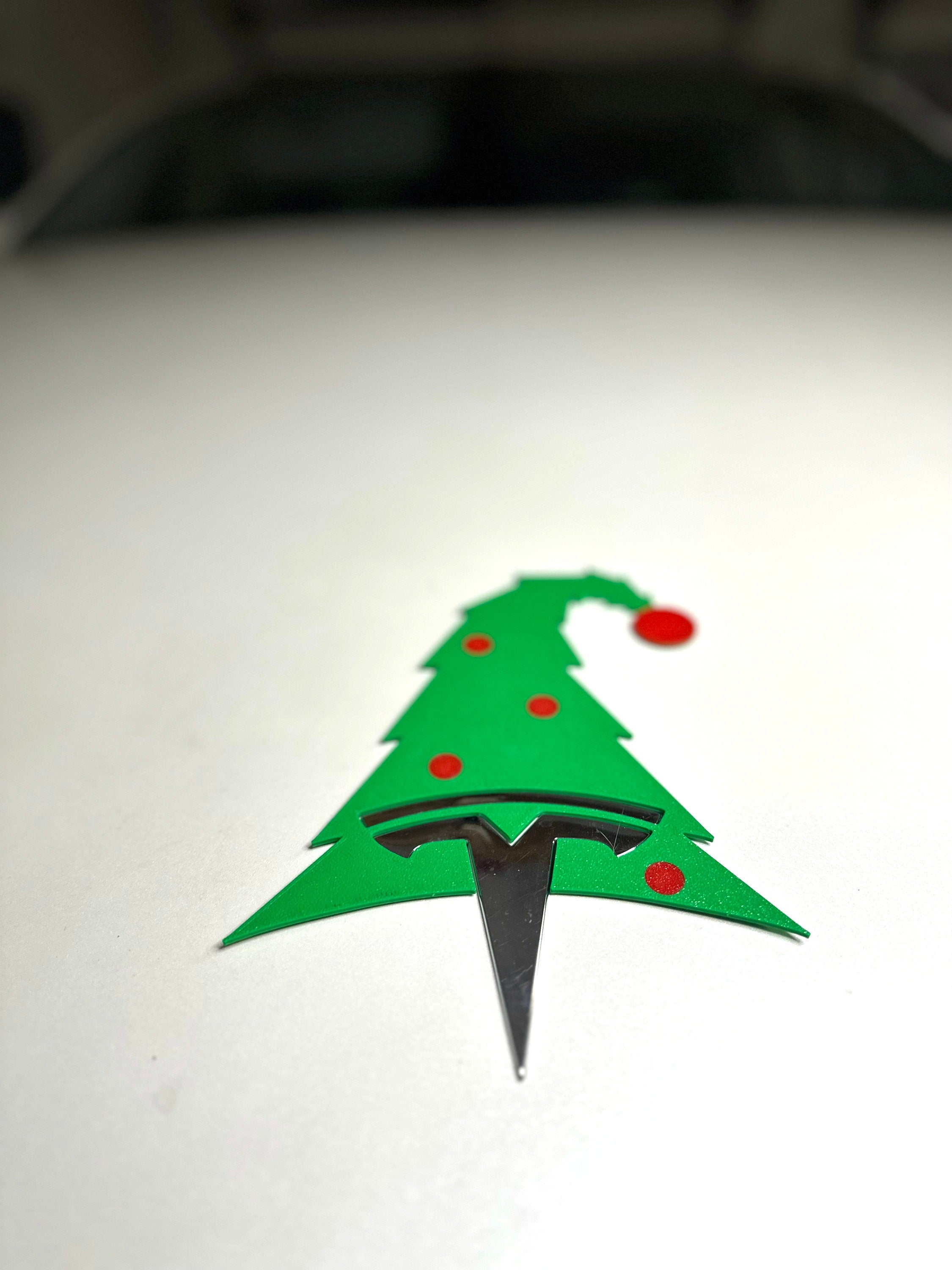 Crooked Christmas Tree Overlay for Tesla Emblem, Reusable!!