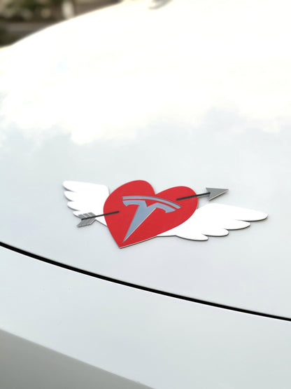 Valentine's Heart with Wings Overlay for Tesla Emblem (personalizable)