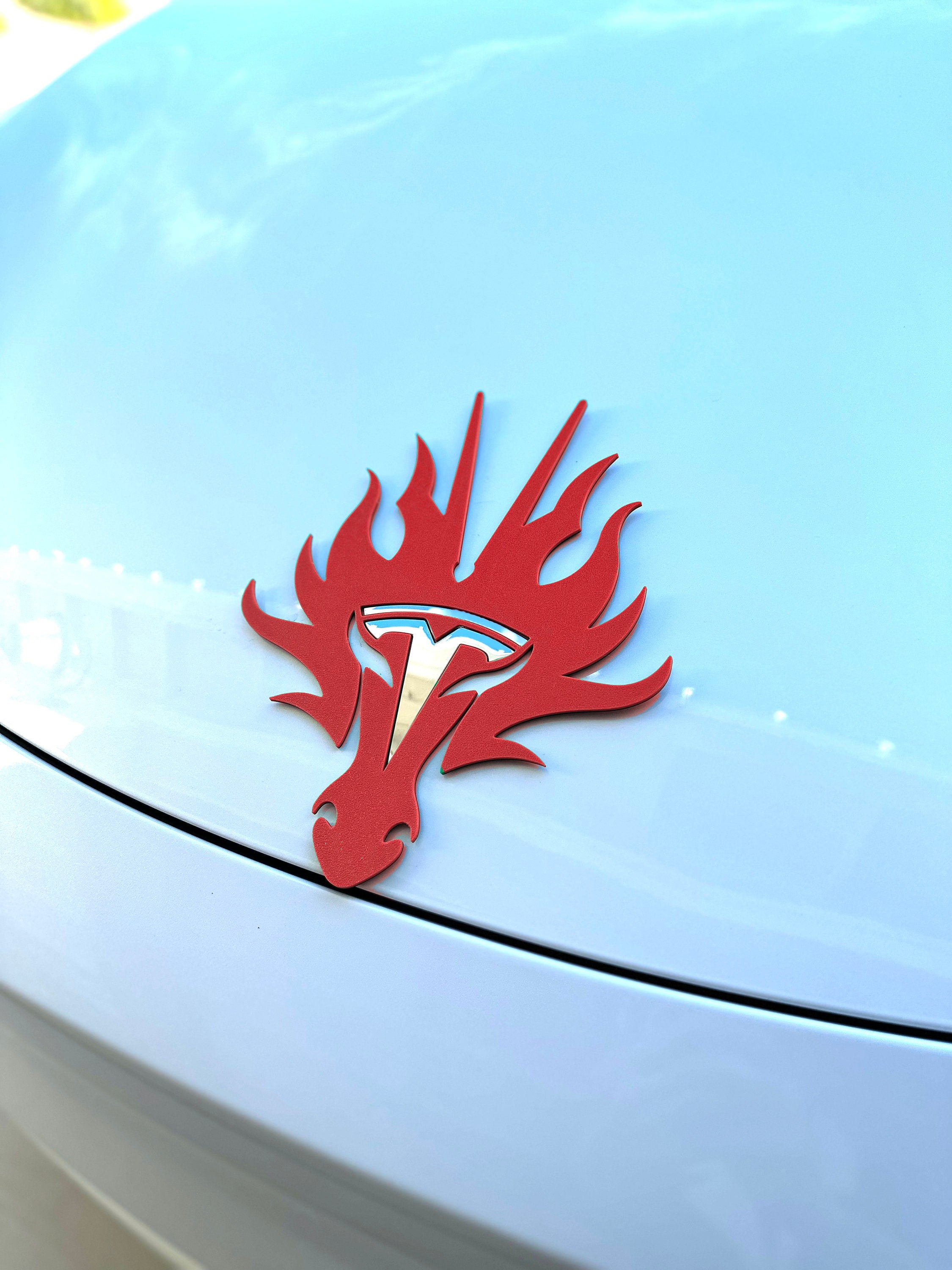 Dragon Head Overlay for Tesla Emblem, Reusable!