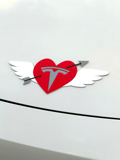 Valentine's Heart with Wings Overlay for Tesla Emblem (personalizable)