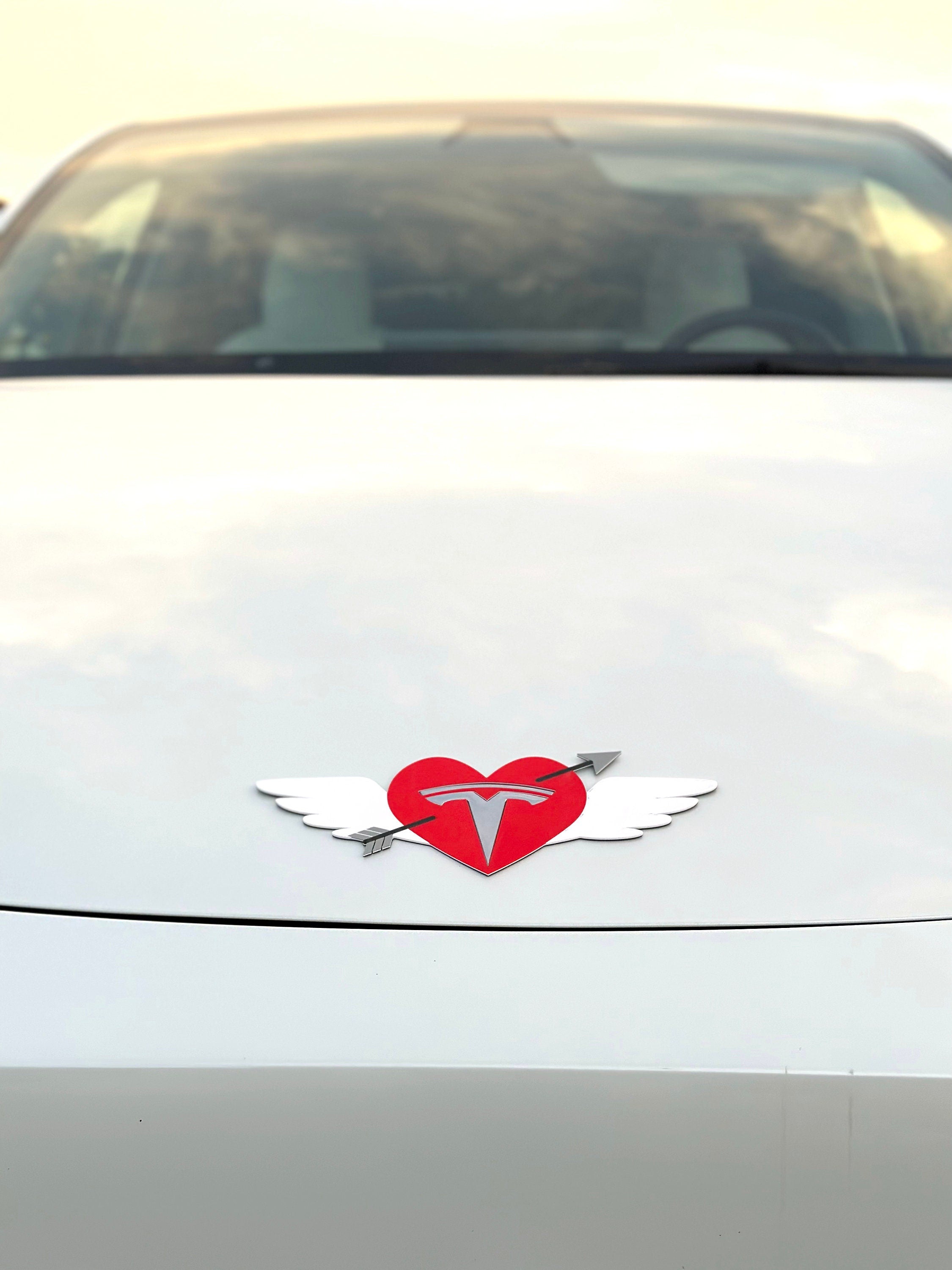 Valentine's Heart with Wings Overlay for Tesla Emblem (personalizable)