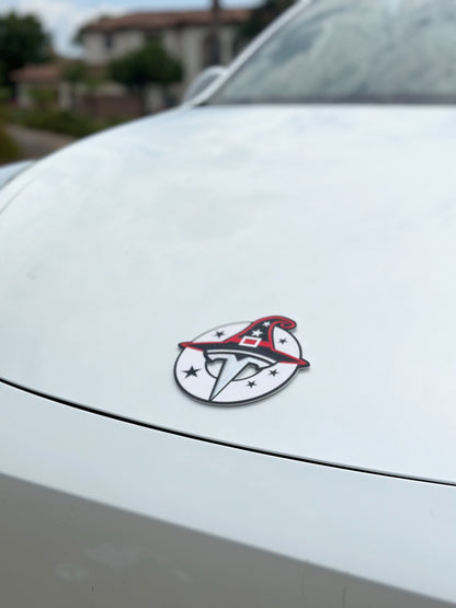 Witch Hat Badge Overlay for Tesla Emblem, Reusable!