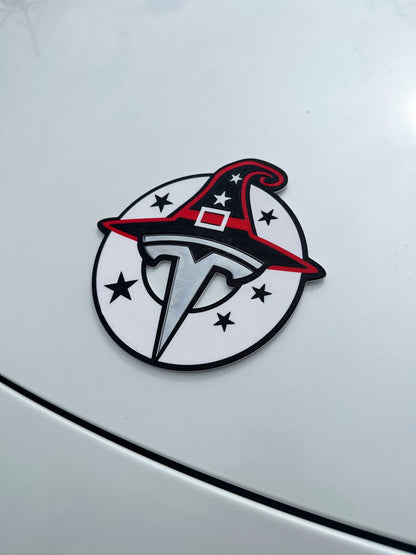 Witch Hat Badge Overlay for Tesla Emblem, Reusable!