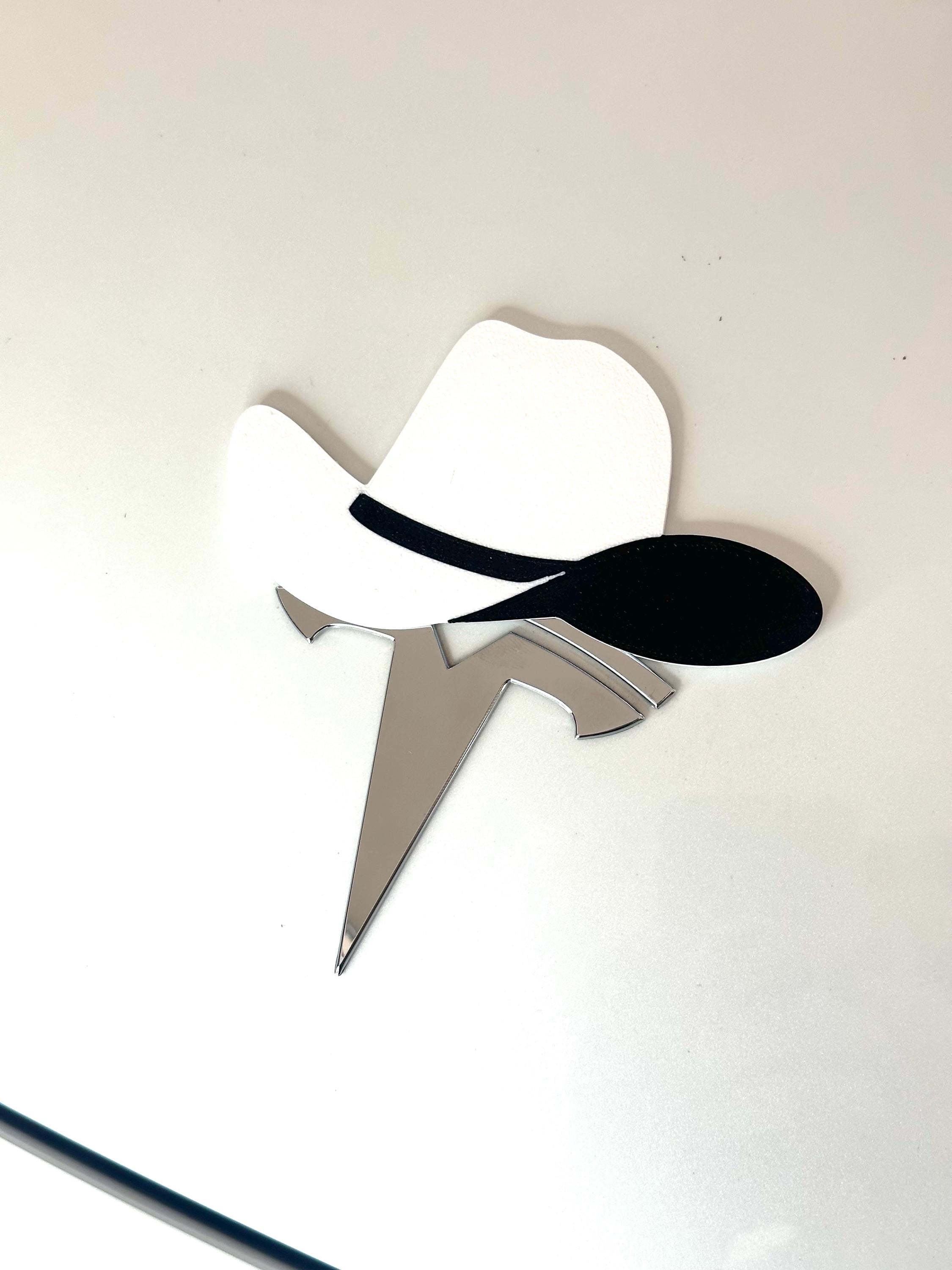 Cowgirl or Cowboy Hat Overlay for Tesla Frunk Emblem, Reusable!