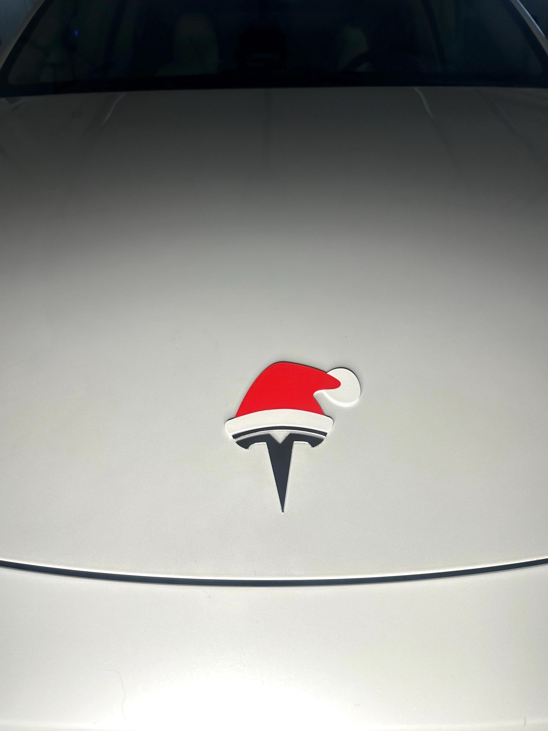 Santa Hat Overlay for Tesla Emblem, Reusable!