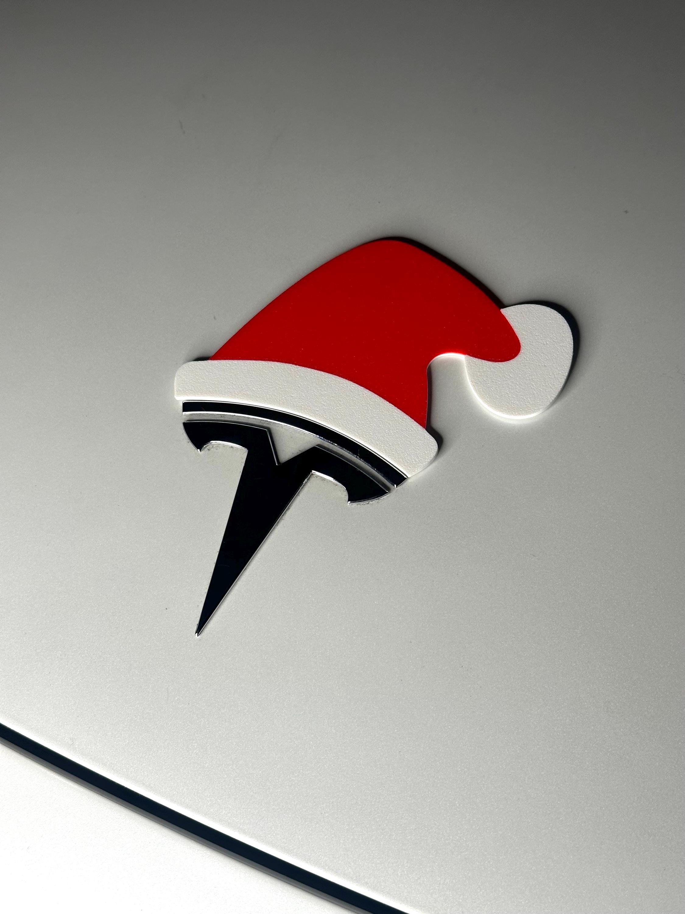 Santa Hat Overlay for Tesla Emblem, Reusable!