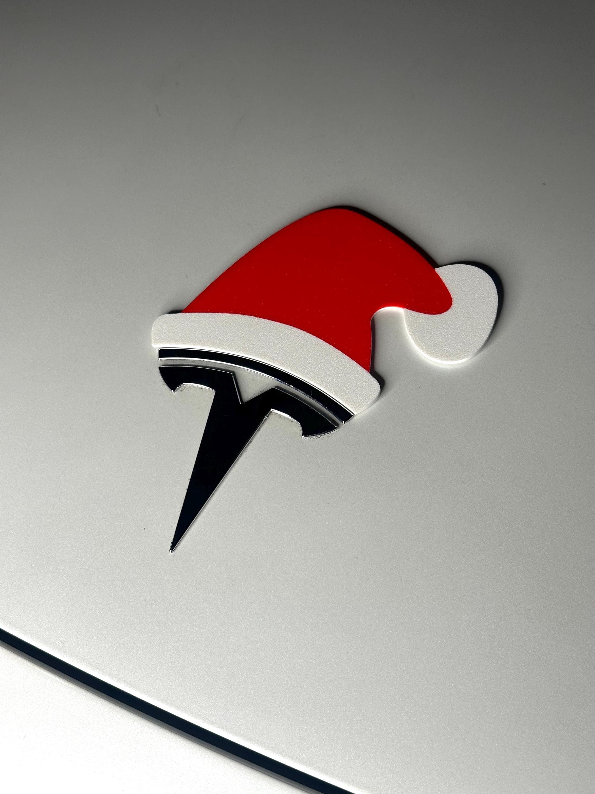 Santa Hat Overlay for Tesla Emblem, Reusable!