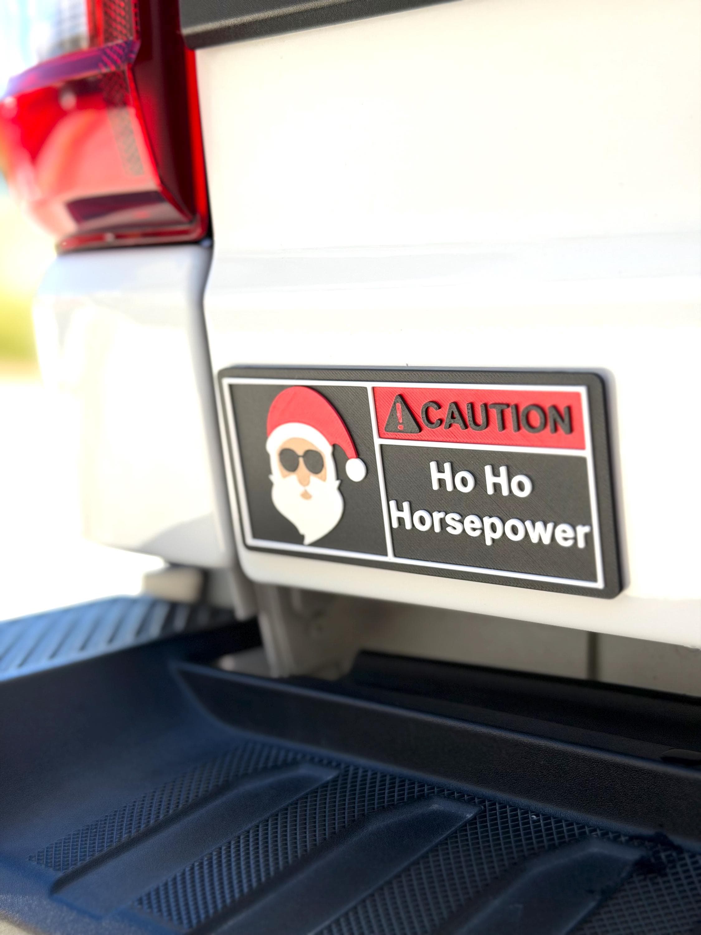 Christmas Warning Label, Reusable Emblem! Ho Ho Horsepower