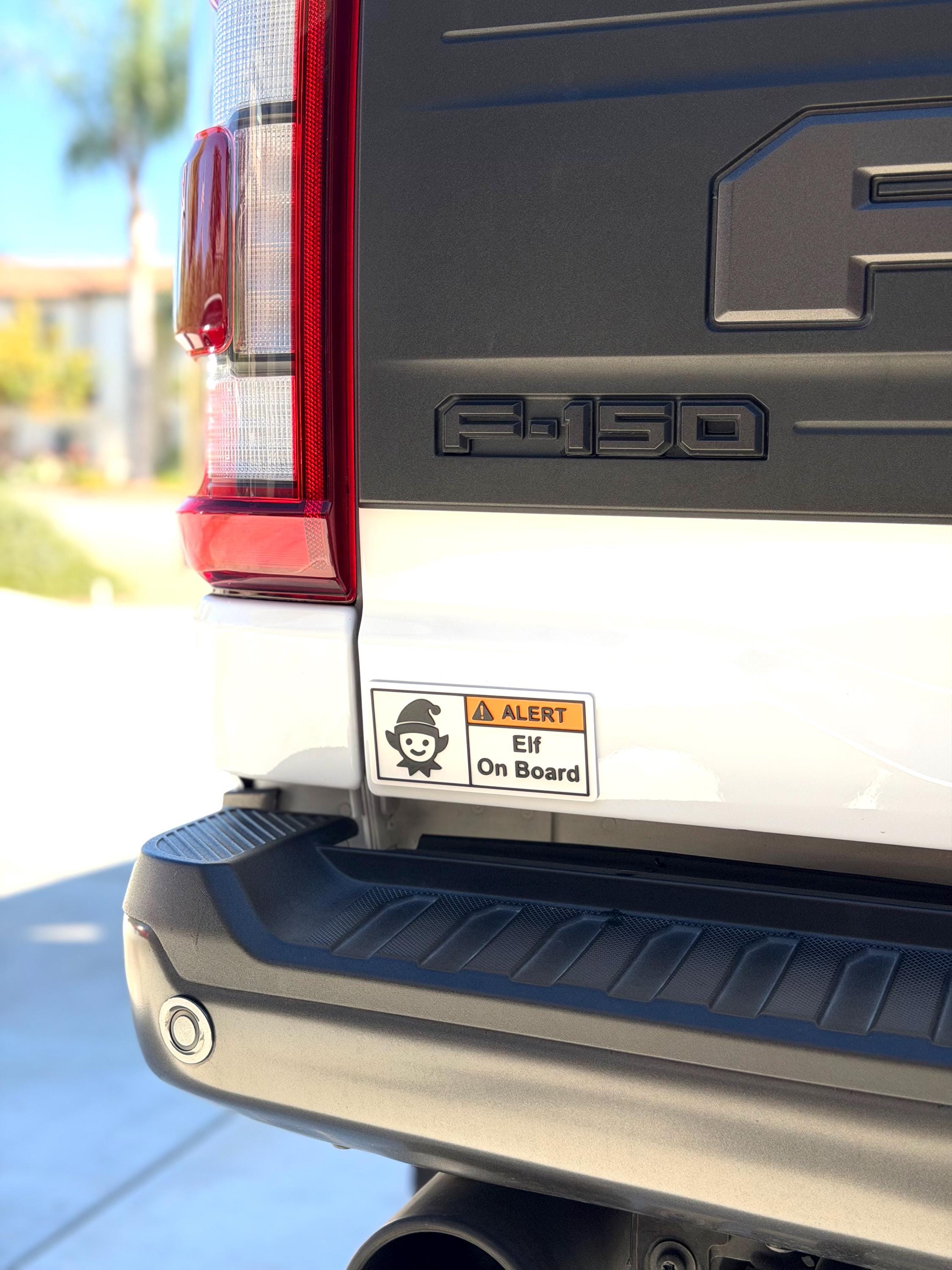 Christmas Warning Label, Reusable Emblem! Elf On Board