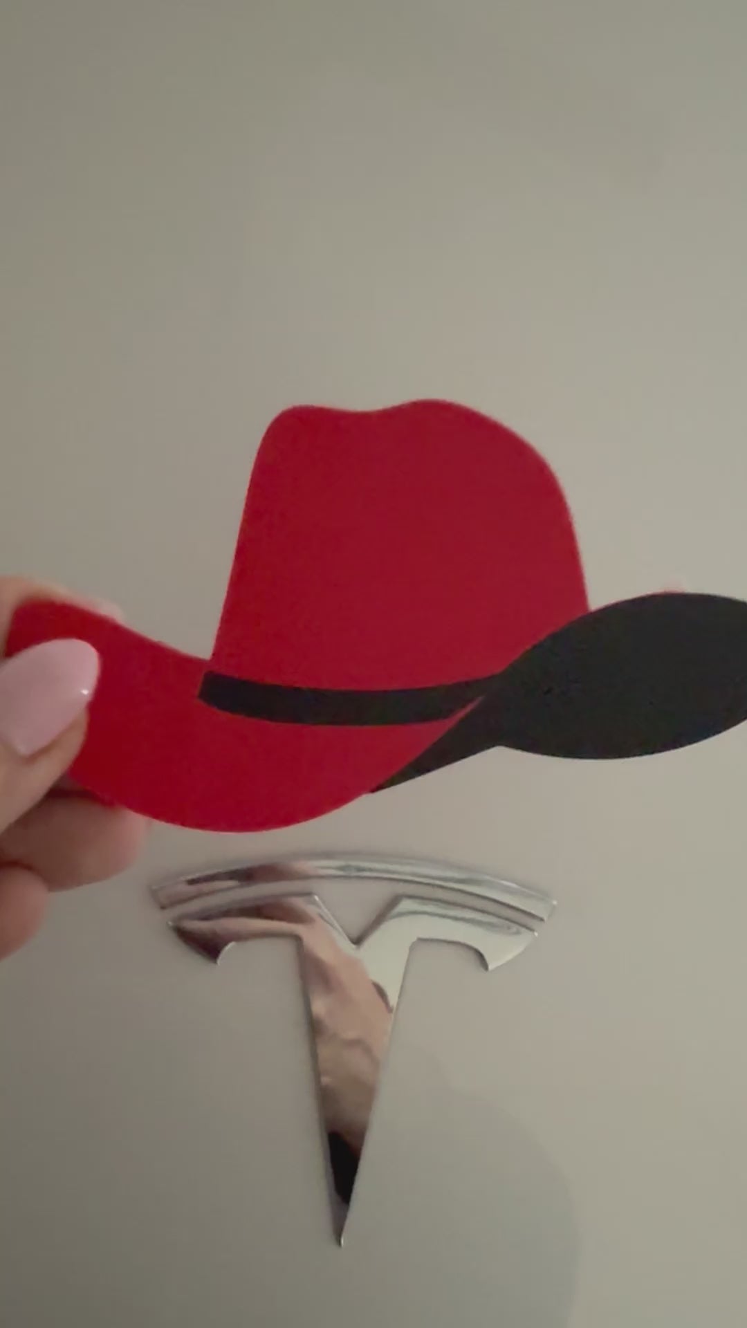 Cowgirl or Cowboy Hat Overlay for Tesla Frunk Emblem, Reusable!